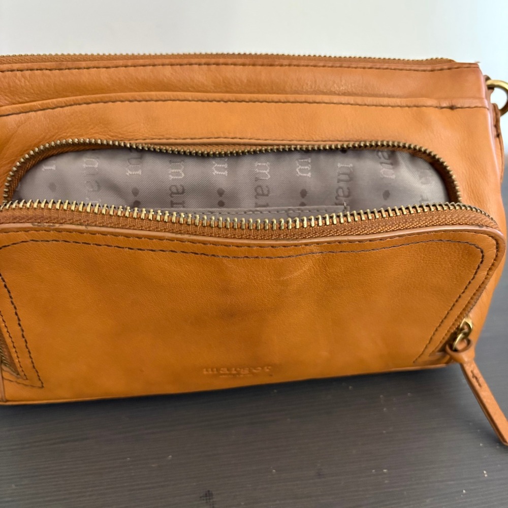Margot New York Crossbody Molly Small Cognac Leather Minimalist Boho Bag - Picture 12 of 13